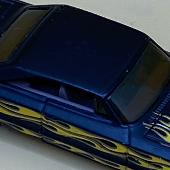 Hot Wheels 2007 Custom’64 Ford Galaxie Dcast 3” Car FlatBlack Yellow Flames 🔥 - Picture 7 of 16